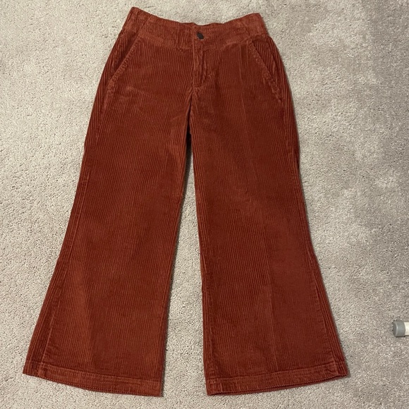 Pact Pants - Pact Organic Women's Corduroy Cropped Wide Leg Pants - Warm Rust